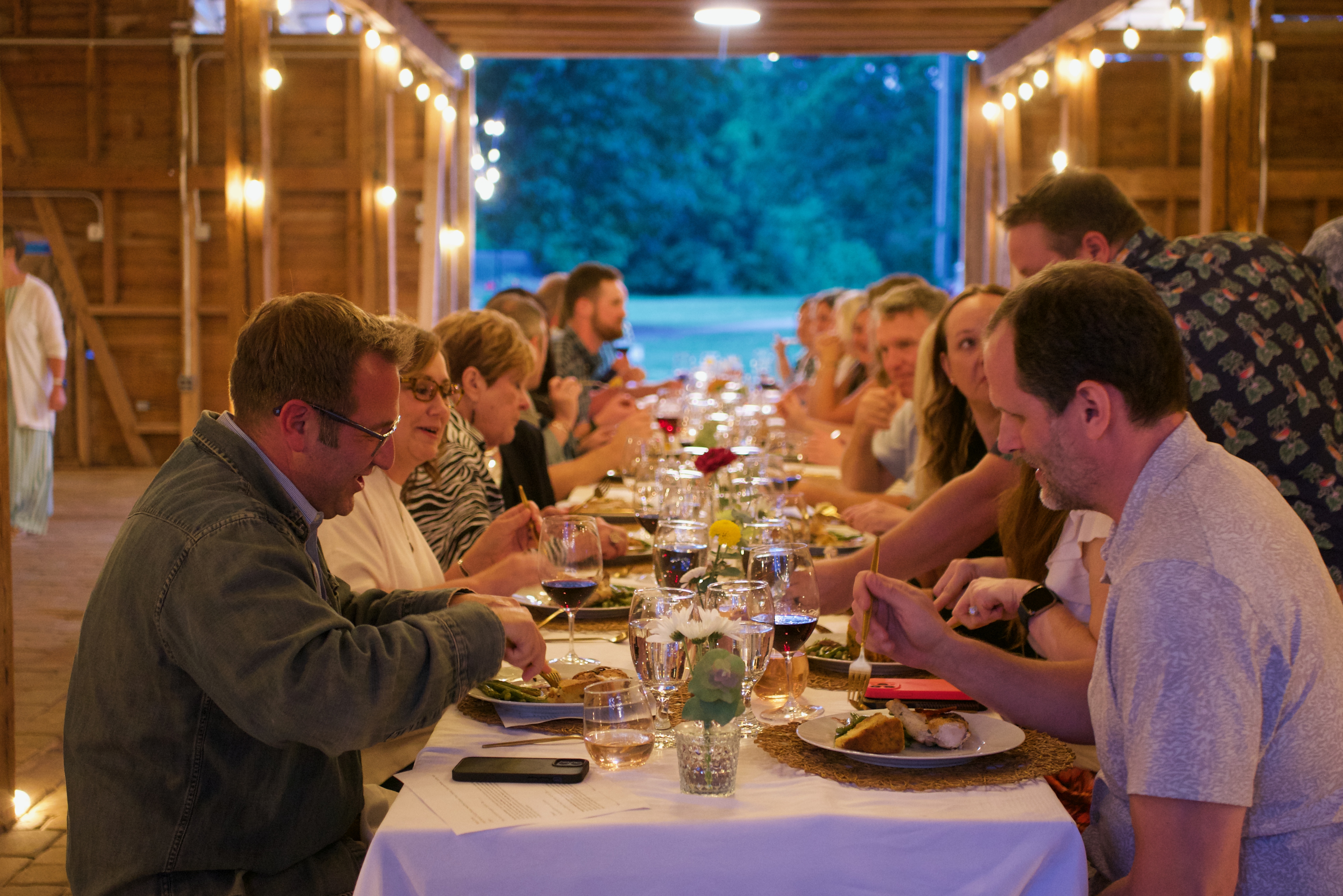Guests enjoying the farm dinner